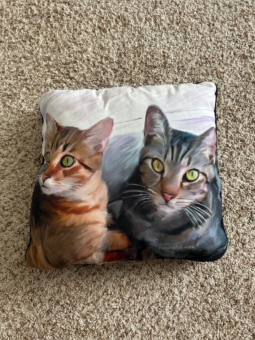 Tabby Cat Graphic Grey Orange Tabby Cats Throw Pillow
